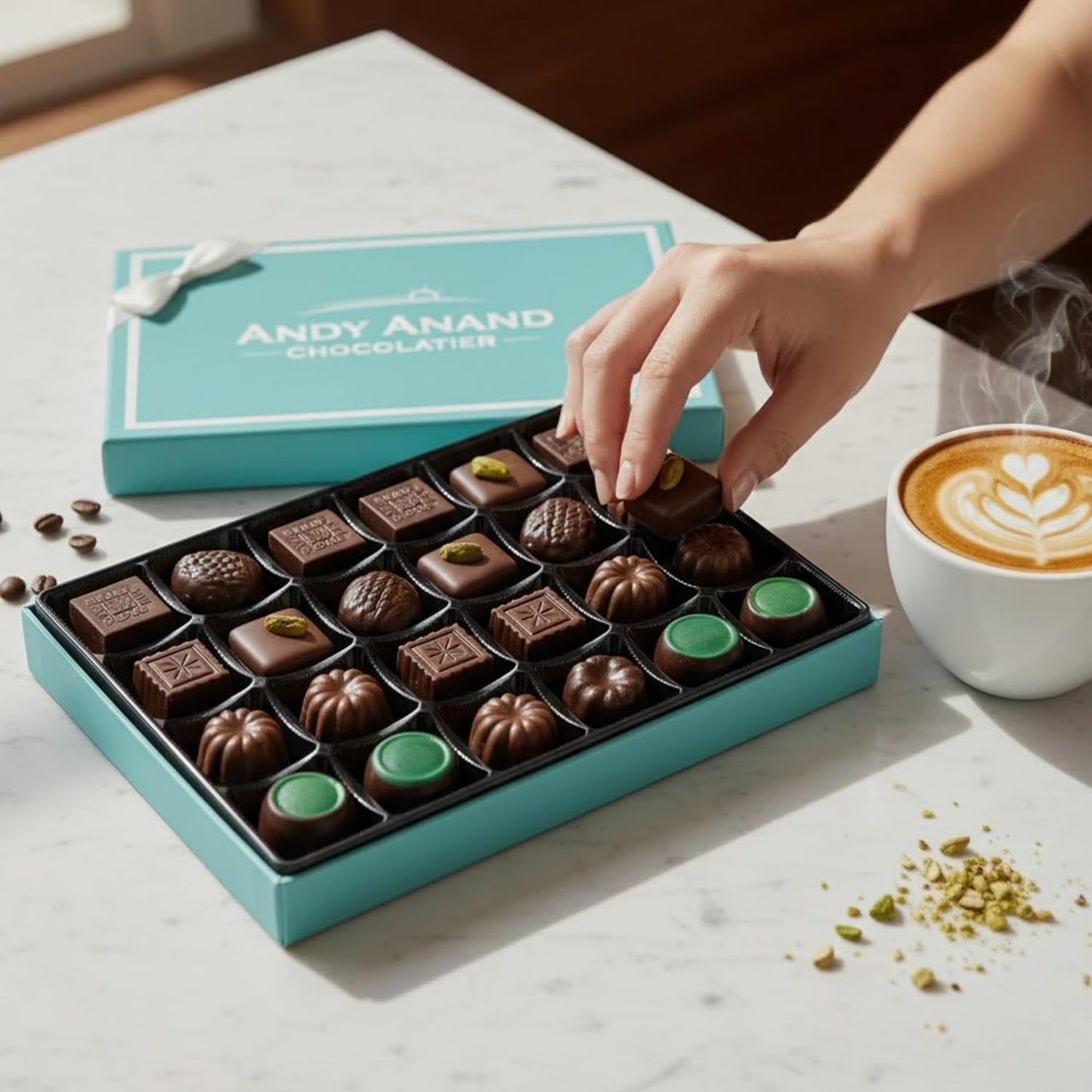 Luxe Praline Collection ~ 24 Pc. Dark Chocolate Truffle Gift Box ~ by Andy Anand