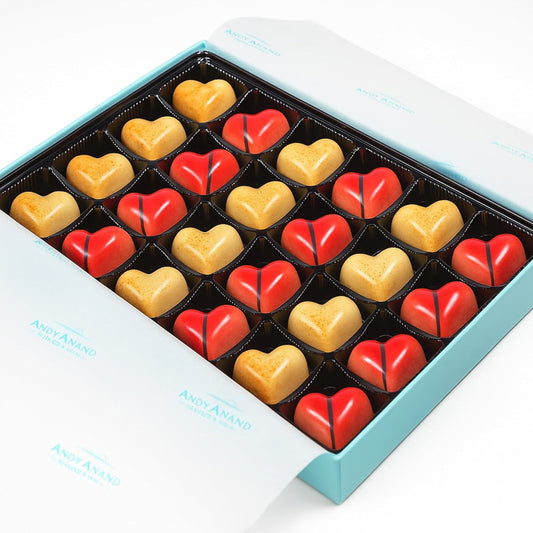 Artisan Hearts ~ 24 Pc. Solid White Chocolate Hearts Gift Box ~ by Andy Anand