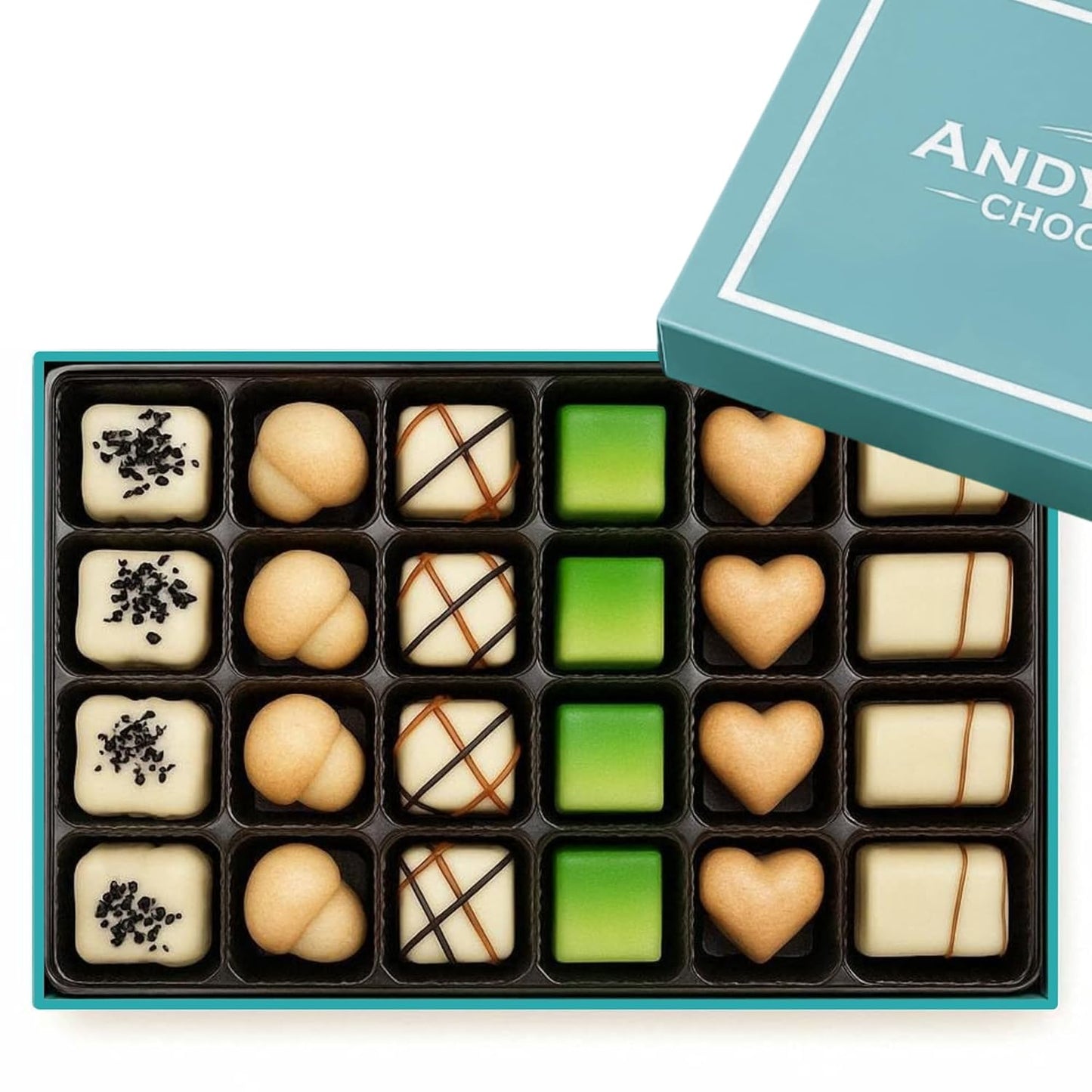 Luxe White Collection ~ 24 Pc. White Chocolate Truffle Gift Box ~ by Andy Anand