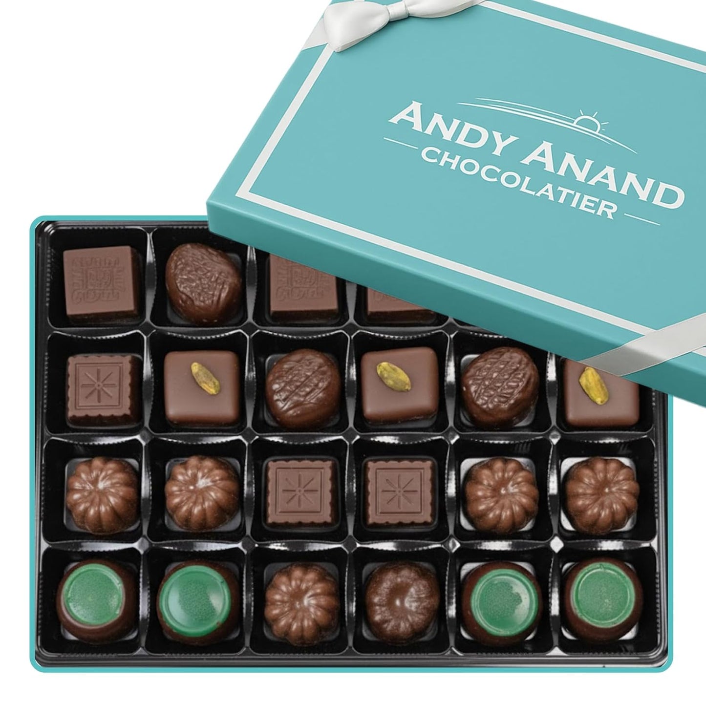 Luxe Praline Collection ~ 24 Pc. Dark Chocolate Truffle Gift Box ~ by Andy Anand