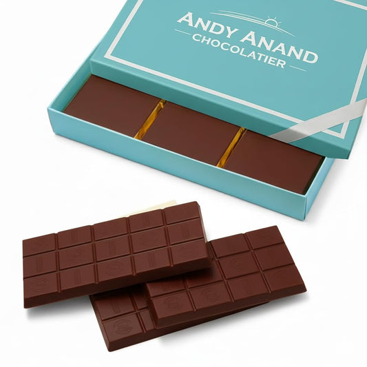 Andy Anand Chocolatier Sugar Free Belgian Dark Chocolate Bars (60% Cacao) Must for Dark Chocolate lovers, Stevia sweetened, Gourmet Gift Box - Silky, Rich, and Top-Tier Indulgence (3 Pcs)
