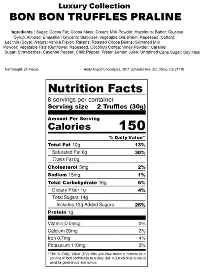 Luxe Praline Collection ~ 24 Pc. Chocolate Truffle Gift Box ~ by Andy Anand