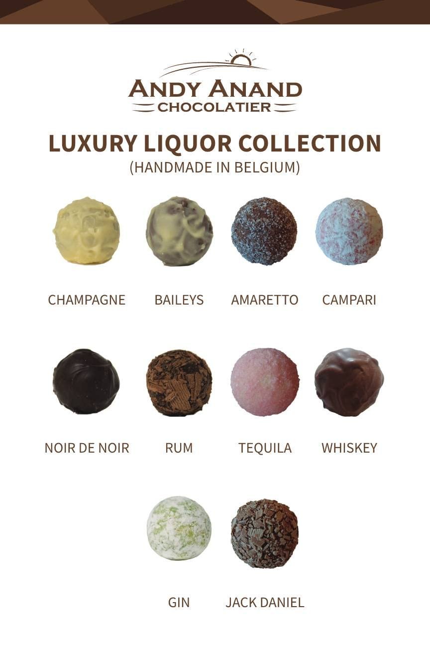 Luxe Liquor Collection ~ 16 Pc. Chocolate Truffle Gift Box ~ by Andy Anand