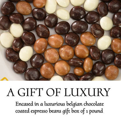 Chocolate Covered Espresso Beans ~ 1 lb. Gift Box of 5 Assorted Flavors ~ by Andy Anand