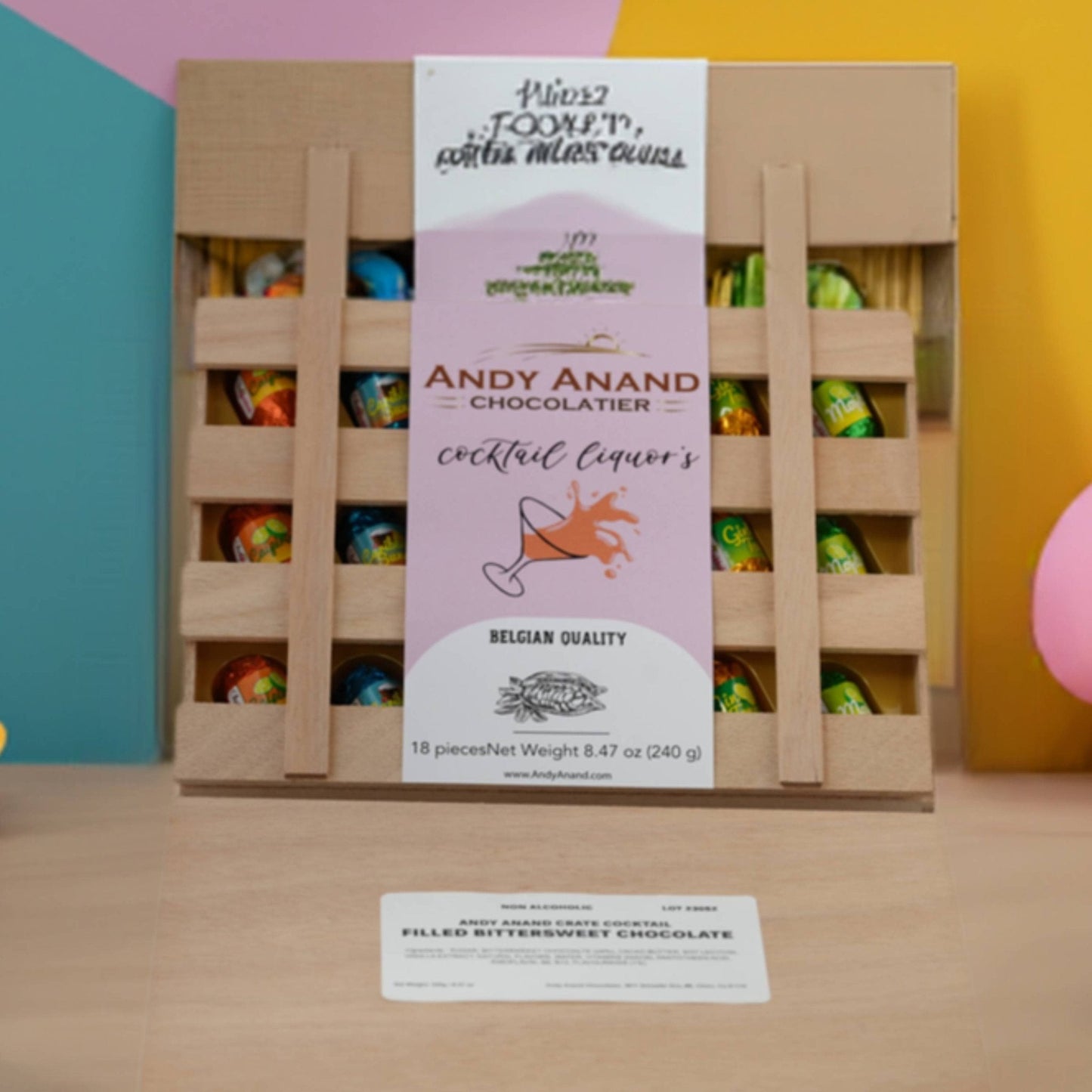 Cocktail Crate ~ 18 Pc. Dark Chocolate Truffle Gift Crate ~ by Andy Anand