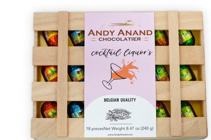 Cocktail Crate ~ 18 Pc. Dark Chocolate Truffle Gift Crate ~ by Andy Anand