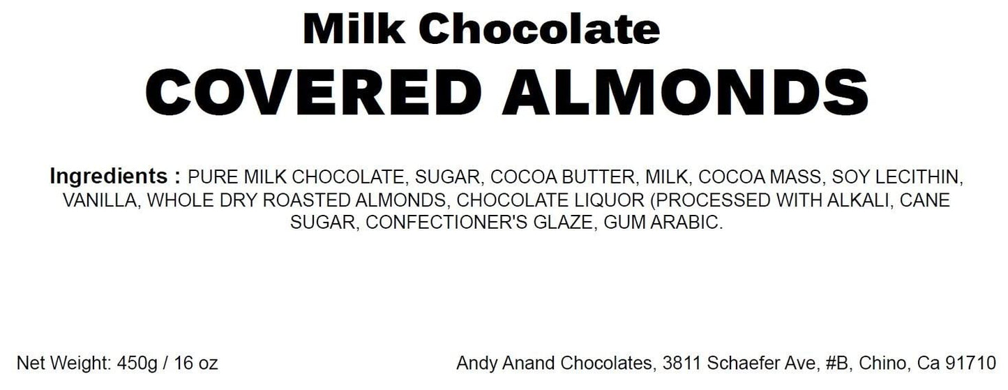 Premium California Milk Chocolate Covered Almonds ~ 1 lb. Gift Box ~ by Andy Anand