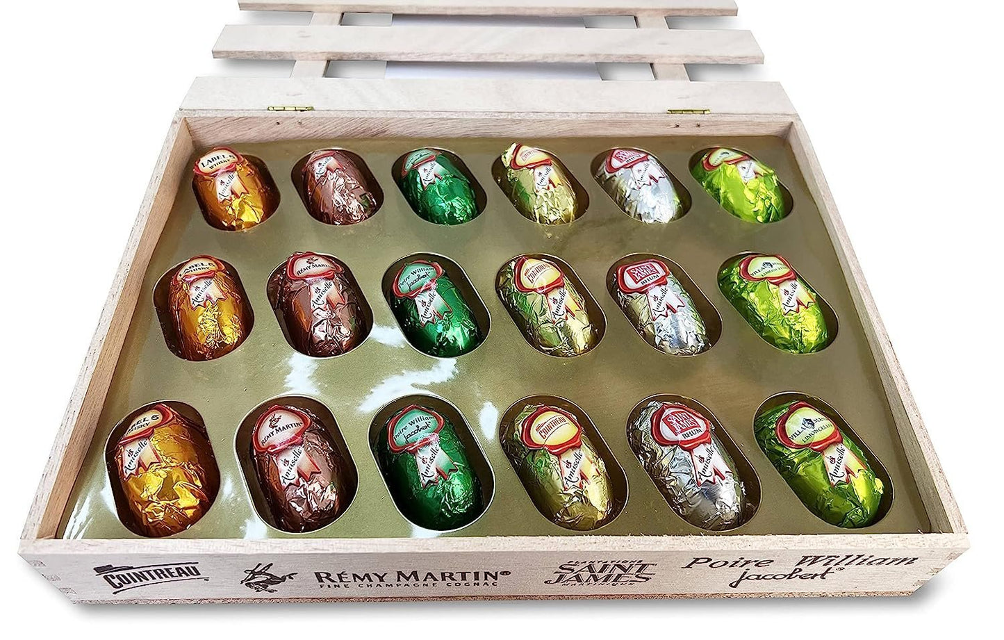 Andy Anand Vegan European Liqueur Dark Chocolate Bottles – Non-Alcoholic Cordials Assortment, Premium 60% Chocolate (Cocoa Butter) Gift Box, 18 Count